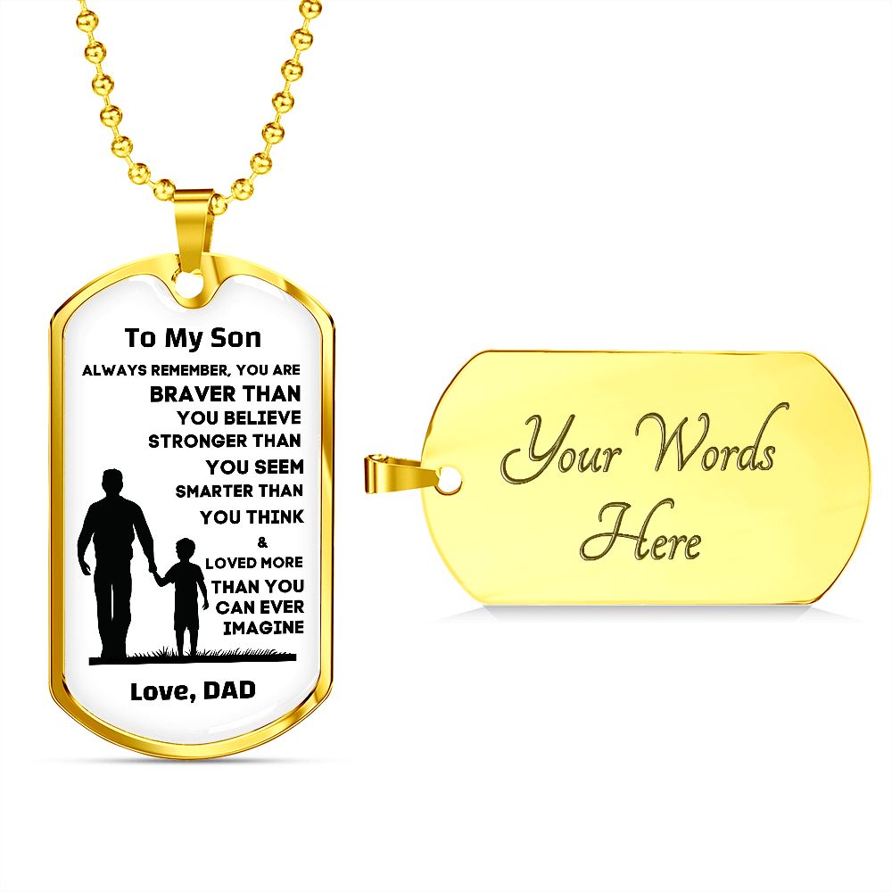 To My Son, Always Remember... Premium Dog Tag Necklace