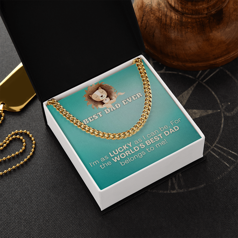 Best Dad Ever (Lion & Cub) Cuban Link Necklace