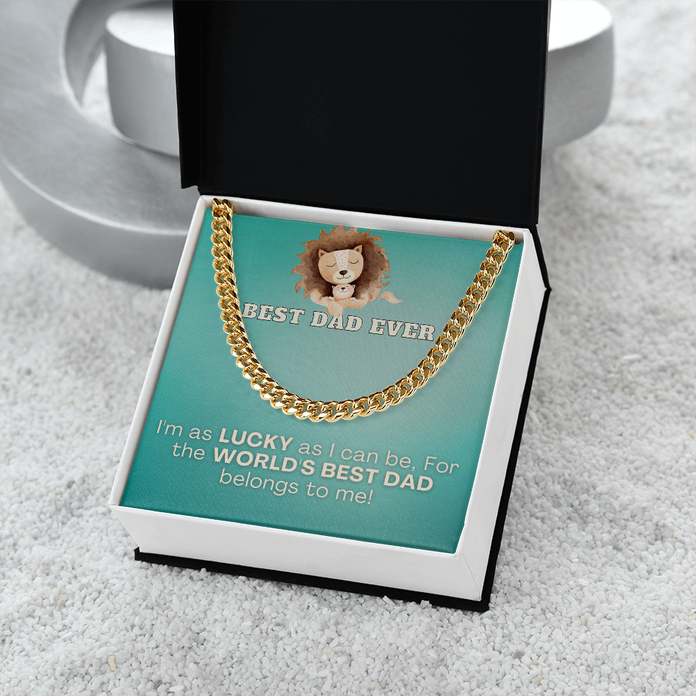 Best Dad Ever (Lion & Cub) Cuban Link Necklace