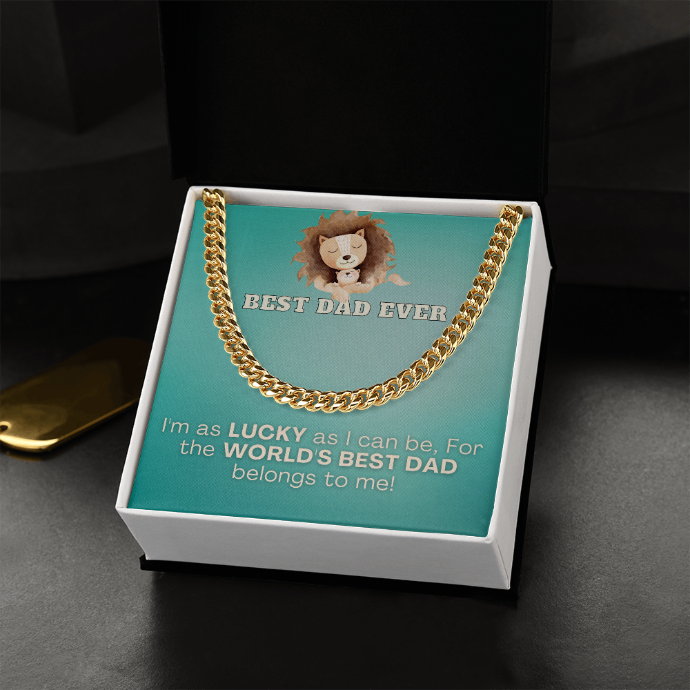 Best Dad Ever (Lion & Cub) Cuban Link Necklace