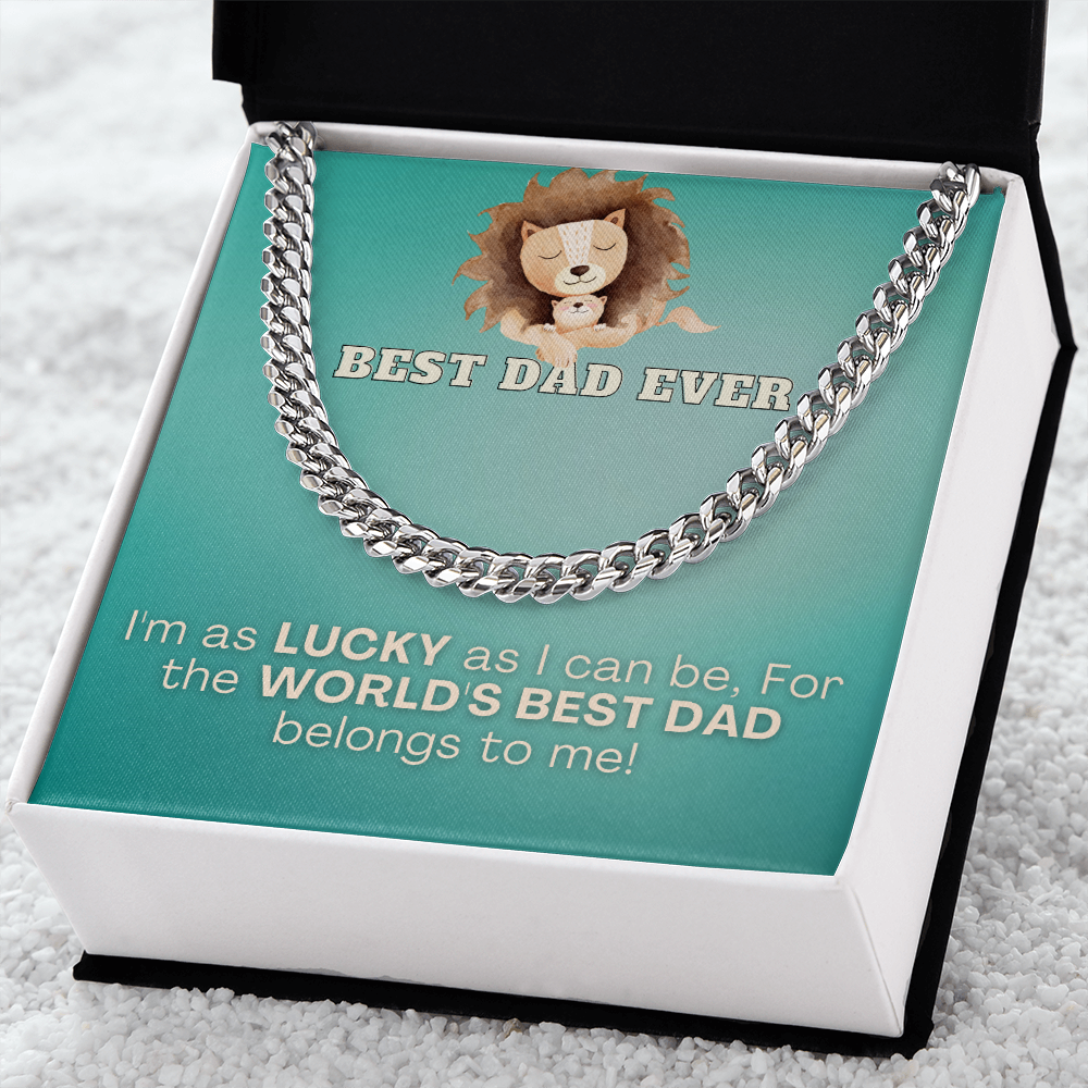 Best Dad Ever (Lion & Cub) Cuban Link Necklace