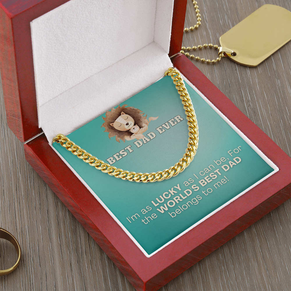 Best Dad Ever (Lion & Cub) Cuban Link Necklace