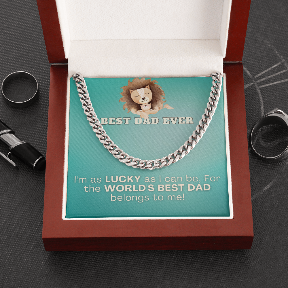 Best Dad Ever (Lion & Cub) Cuban Link Necklace