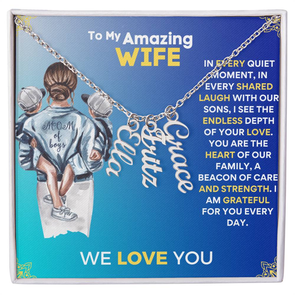[Mother's Day Special] To My Amazing Wife and Mother Of Our Sons - Multi Name Necklace