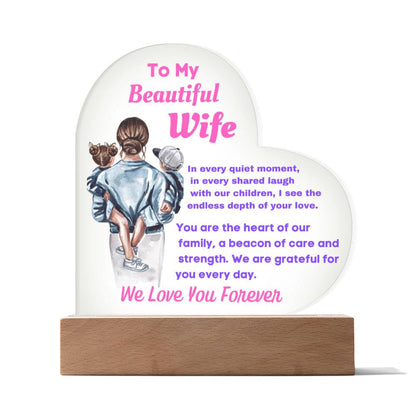 [Mother's Day Special] To My Beautiful Wife and Mother Of Our Kids - Heart Plaque Art