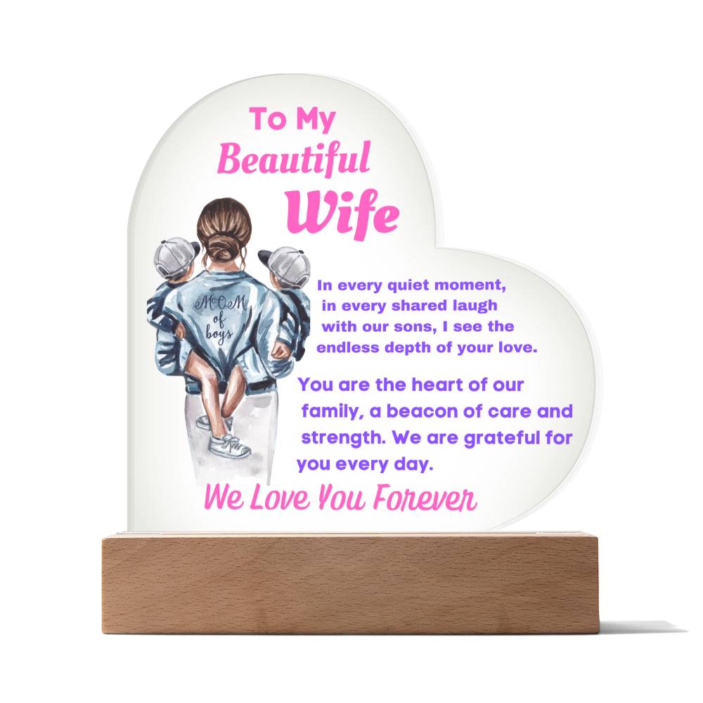 [Mother's Day Special] To My Beautiful Wife and Mother Of Our Boys - Heart Plaque Art