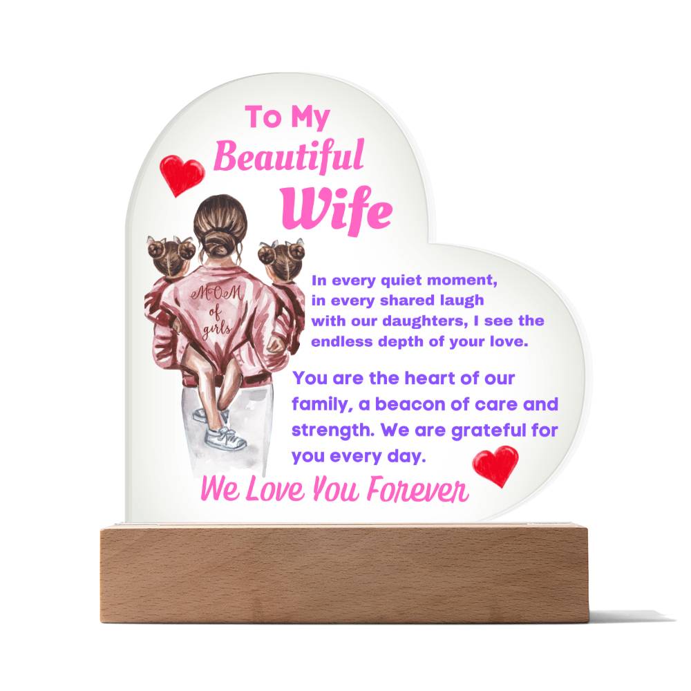 [Mother's Day Special] To My Beautiful Wife and Mother Of Our Girls - Heart Plaque Art