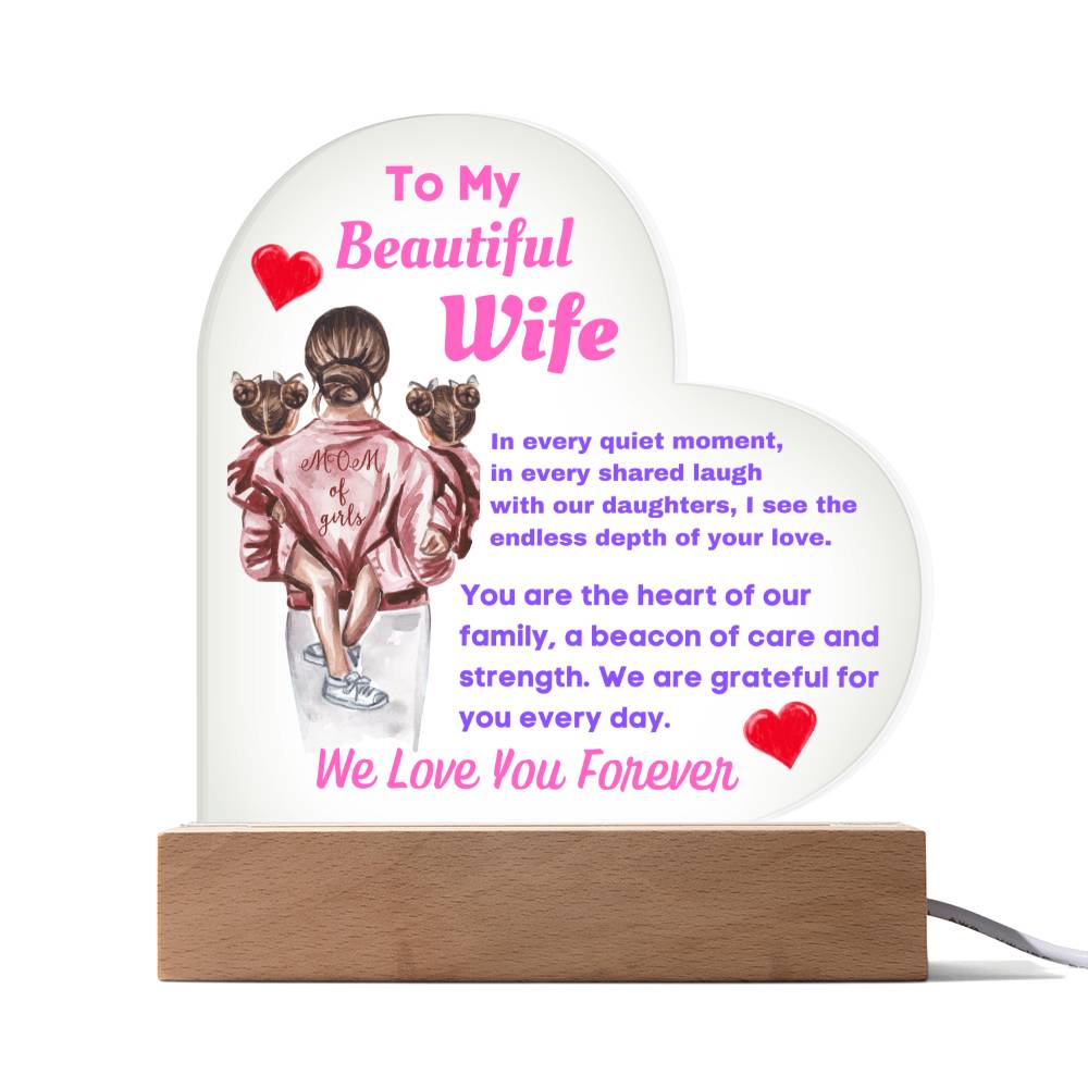 [Mother's Day Special] To My Beautiful Wife and Mother Of Our Girls - Heart Plaque Art