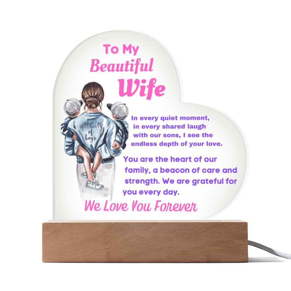 [Mother's Day Special] To My Beautiful Wife and Mother Of Our Boys - Heart Plaque Art