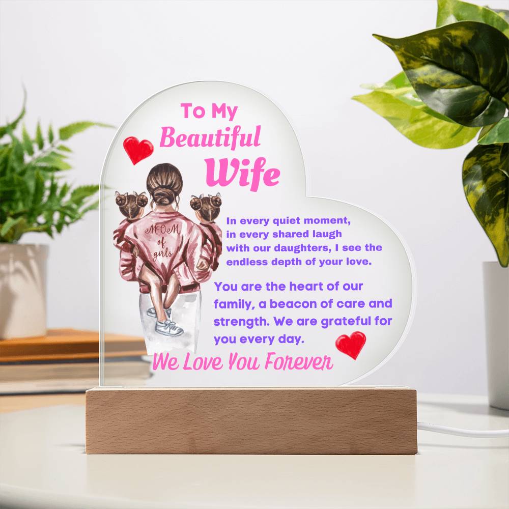 [Mother's Day Special] To My Beautiful Wife and Mother Of Our Girls - Heart Plaque Art