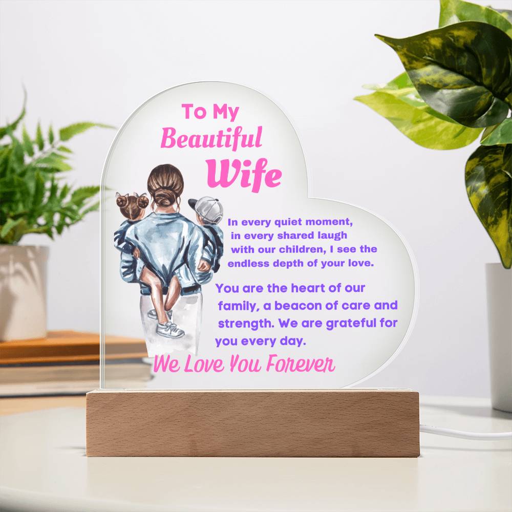 [Mother's Day Special] To My Beautiful Wife and Mother Of Our Kids - Heart Plaque Art