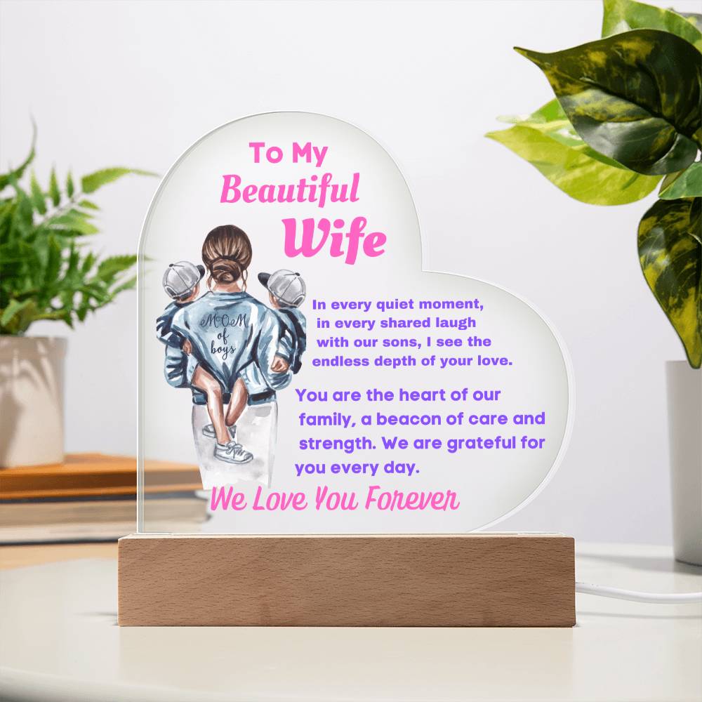 [Mother's Day Special] To My Beautiful Wife and Mother Of Our Boys - Heart Plaque Art