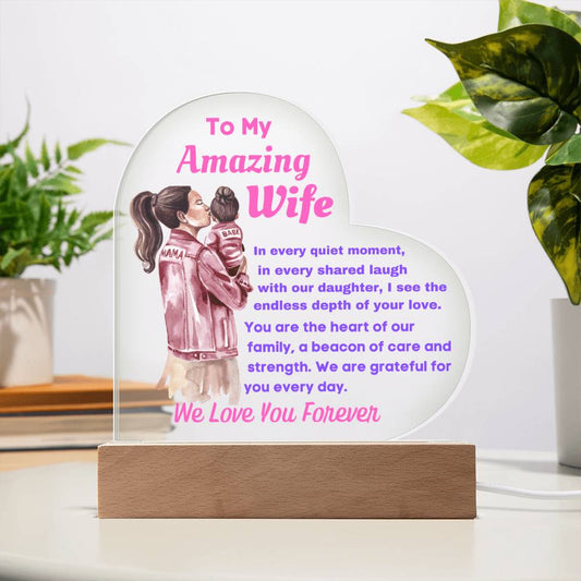 [Mother's Day Special] To My Amazing Wife and Mother Of Our Daughter - Heart Plaque Art