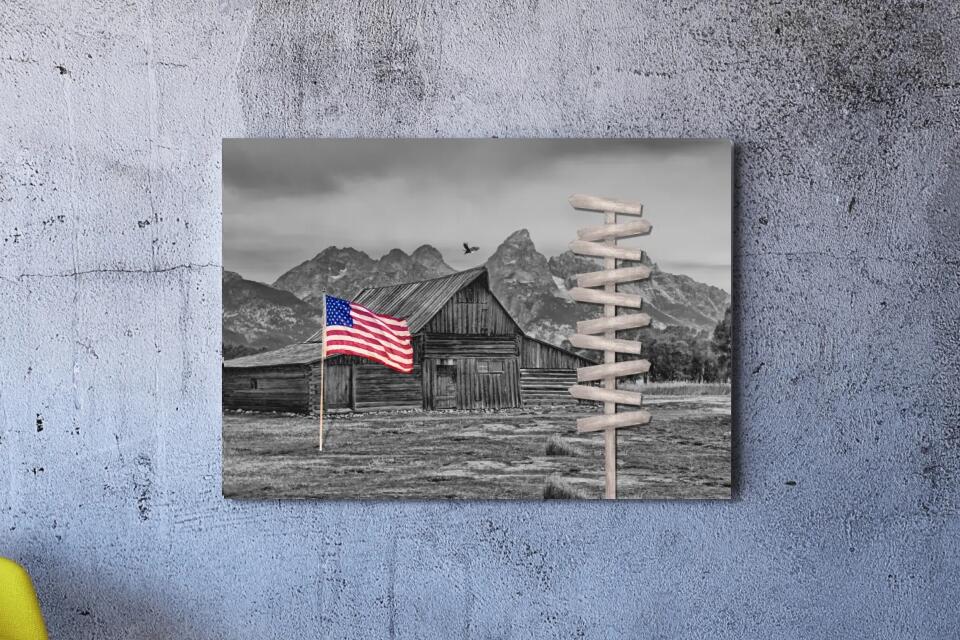 American Flag Frontier Multi Names Premium Canvas (Personalize It!)