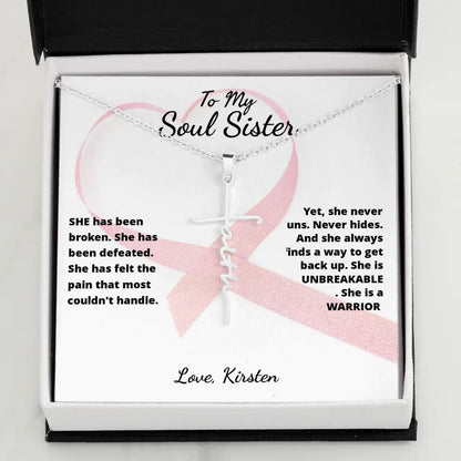 She Is A Warrior, She Is You... Cross Necklace with Personalized Message Card!