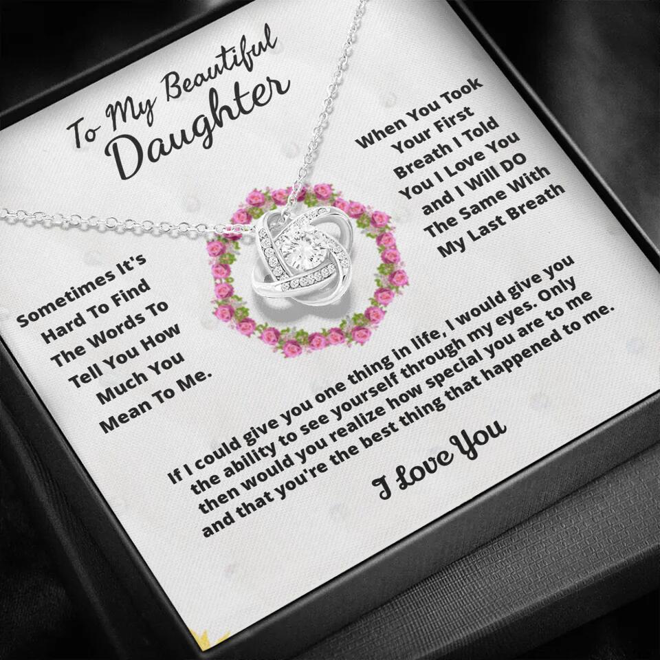 To My Beloved... Loveknot necklace with Personalized Message Card