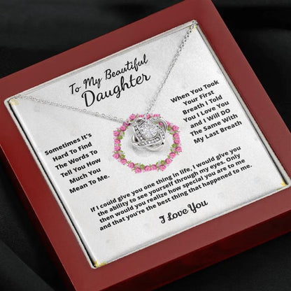 To My Beloved... Loveknot necklace with Personalized Message Card