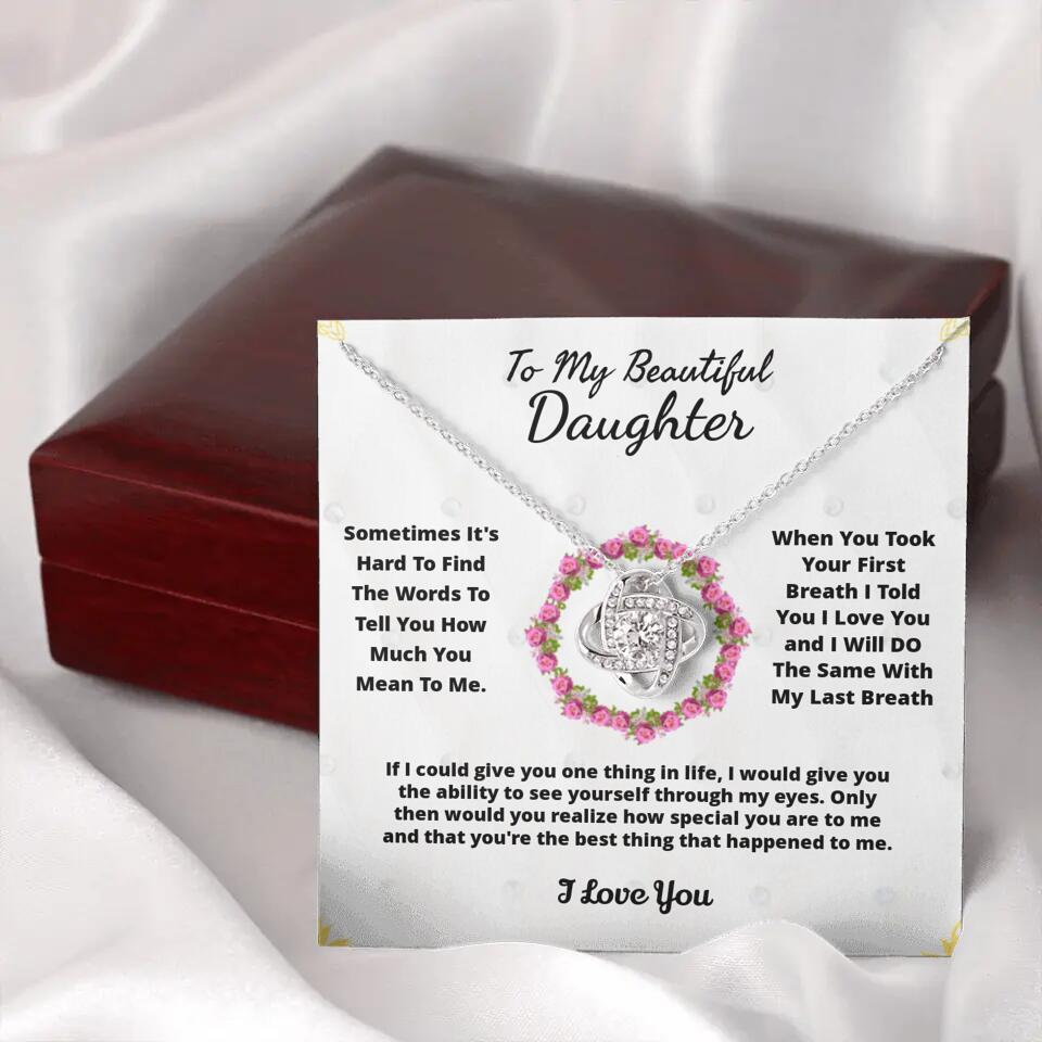 To My Beloved... Loveknot necklace with Personalized Message Card