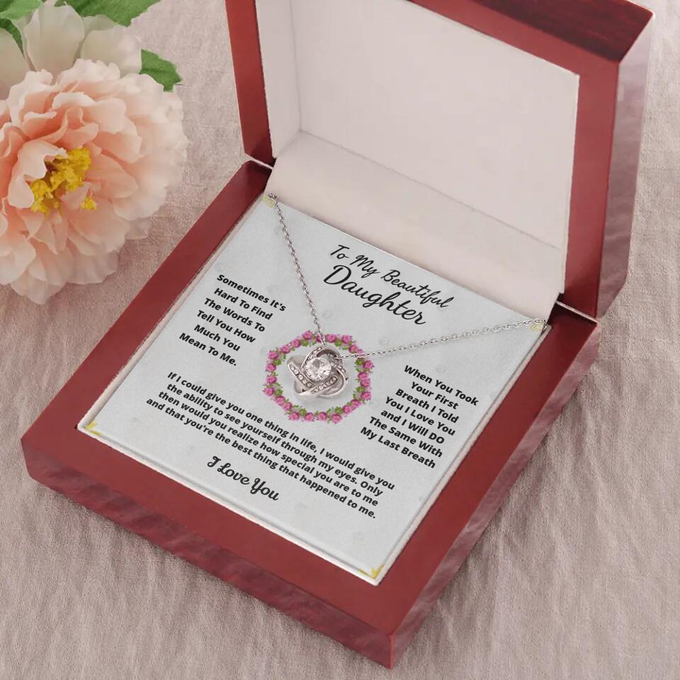 To My Beloved... Loveknot necklace with Personalized Message Card