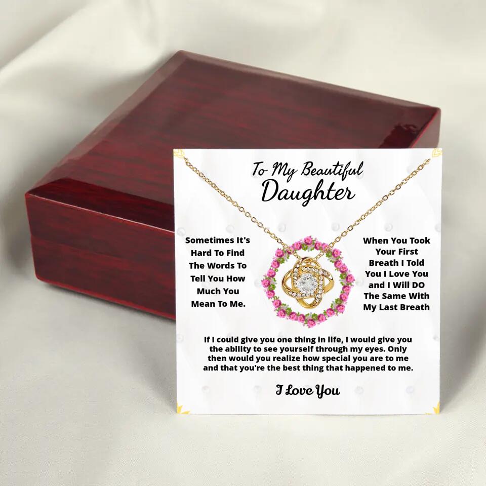 To My Beloved... Loveknot necklace with Personalized Message Card