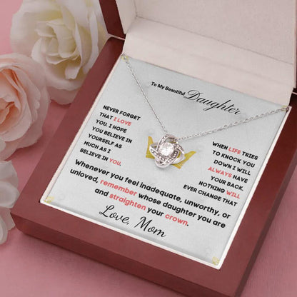 To My Daughter... Love Knot necklace w/ personalized Message Card