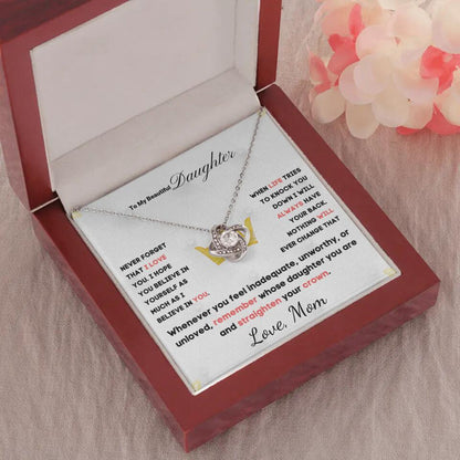 To My Daughter... Love Knot necklace w/ personalized Message Card