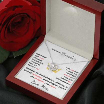 To My Daughter... Love Knot necklace w/ personalized Message Card