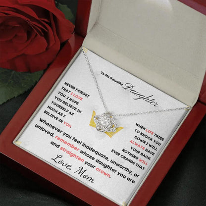 To My Daughter... Love Knot necklace w/ personalized Message Card