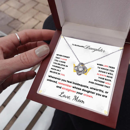 To My Daughter... Love Knot necklace w/ personalized Message Card