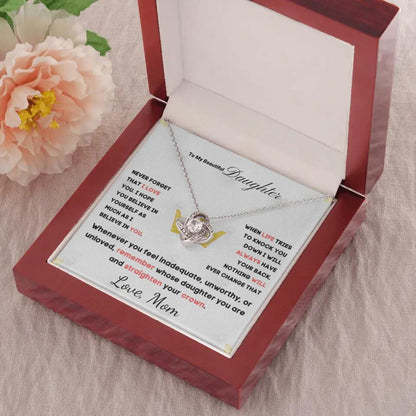 To My Daughter... Love Knot necklace w/ personalized Message Card