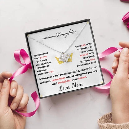 To My Daughter... Love Knot necklace w/ personalized Message Card