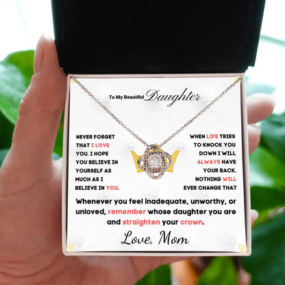 To My Daughter... Love Knot necklace w/ personalized Message Card