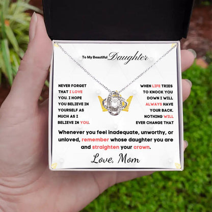 To My Daughter... Love Knot necklace w/ personalized Message Card