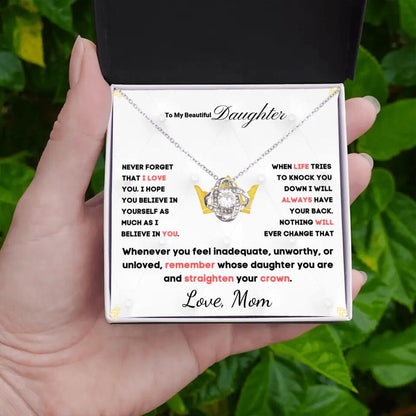 To My Daughter... Love Knot necklace w/ personalized Message Card