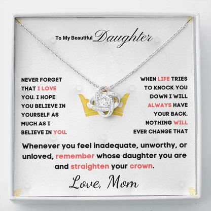 To My Daughter... Love Knot necklace w/ personalized Message Card