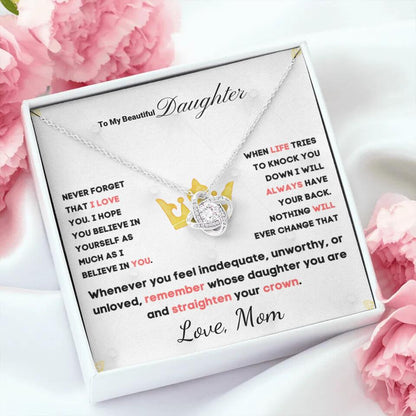 To My Daughter... Love Knot necklace w/ personalized Message Card