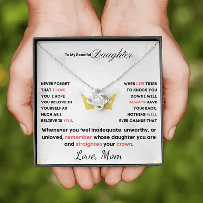 To My Daughter... Love Knot necklace w/ personalized Message Card