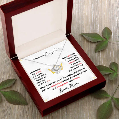 To My Daughter... Love Knot necklace w/ personalized Message Card