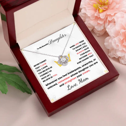 To My Daughter... Love Knot necklace w/ personalized Message Card