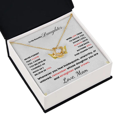 To My Daughter... Love Knot necklace w/ personalized Message Card