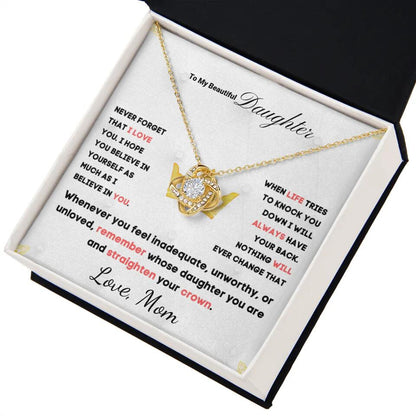 To My Daughter... Love Knot necklace w/ personalized Message Card