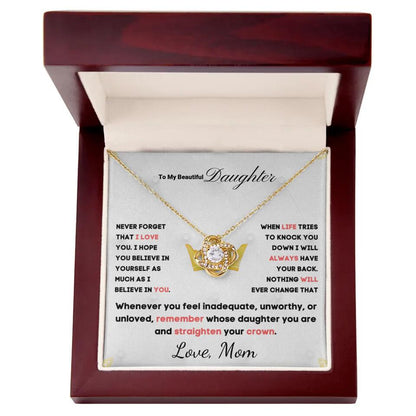 To My Daughter... Love Knot necklace w/ personalized Message Card