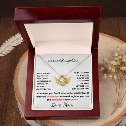 To My Daughter... Love Knot necklace w/ personalized Message Card