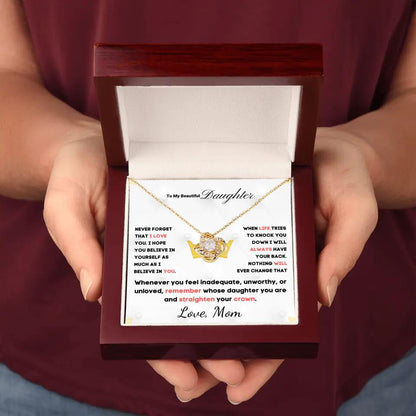 To My Daughter... Love Knot necklace w/ personalized Message Card