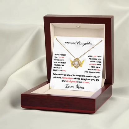 To My Daughter... Love Knot necklace w/ personalized Message Card