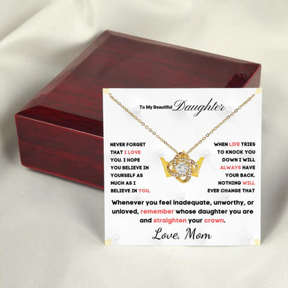 To My Daughter... Love Knot necklace w/ personalized Message Card