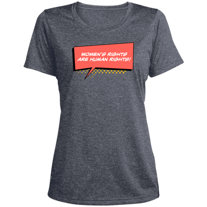 Women Are Human... Ladies' Heather Scoop Neck Performance Tee