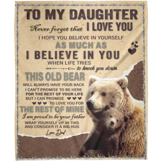 To My Daughter, This Old Bear Will Always Have Your Back...Premium Blankets (3 sizes to choose from)