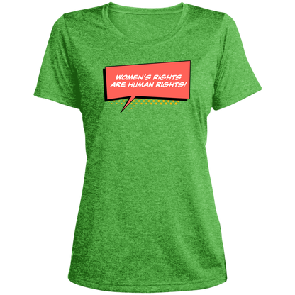 Women Are Human... Ladies' Heather Scoop Neck Performance Tee