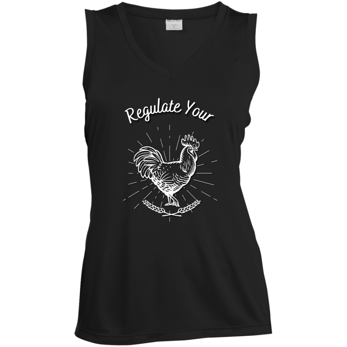 Regulate Your C**k - Ladies' Sleeveless V-Neck Performance Tee